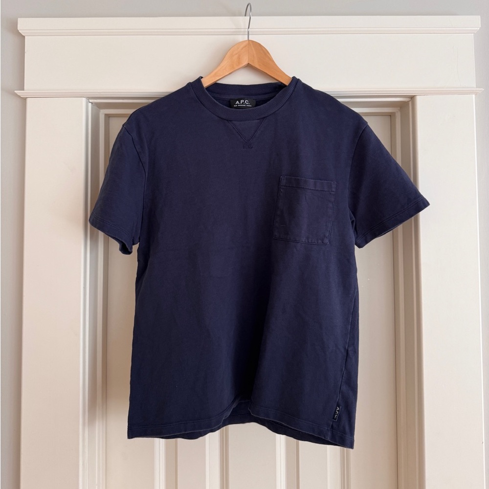 A.P.C. Men's Deep Blue Short Sleeve Tee